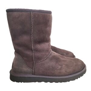 UGG Y2K Classic Short II Gray Boots US 8 Suede Shearling Fur Lined Early 2000s‎
